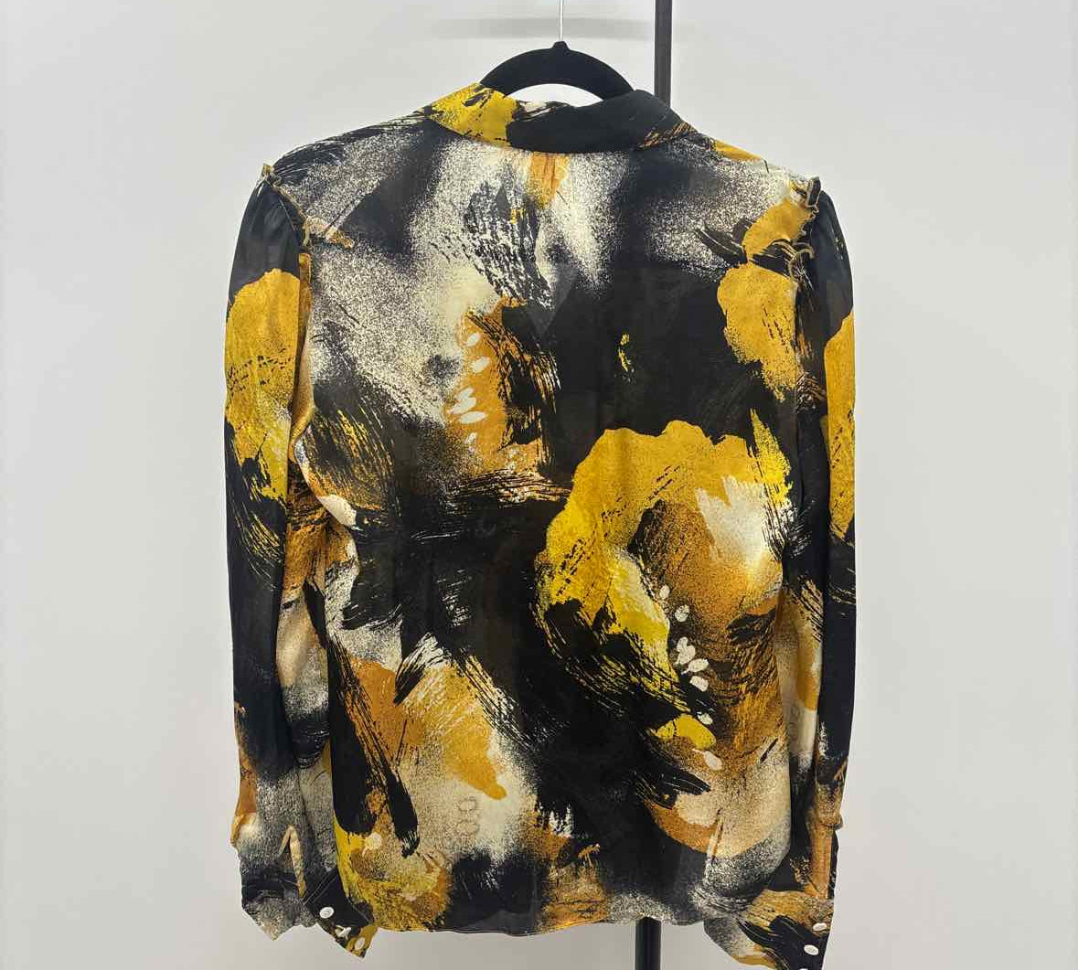 Magaschoni Women's Size S Yellow Abstract Long Sleeve Shirt