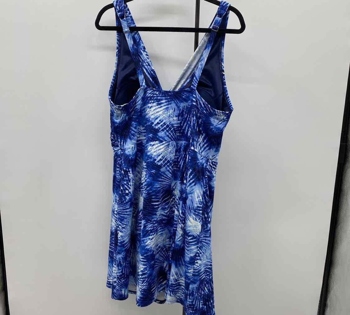 Lands End Women's Size 18L Blue Abstract Swimsuit - 1 Piece