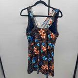 Lands End Women's Size 18 Brown Floral Swimsuit - 1 Piece