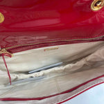 Interior FRANCES VALENTINE Red Patent Leather Flap Front Handled Purse w/Crossbody