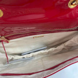 Interior FRANCES VALENTINE Red Patent Leather Flap Front Handled Purse w/Crossbody