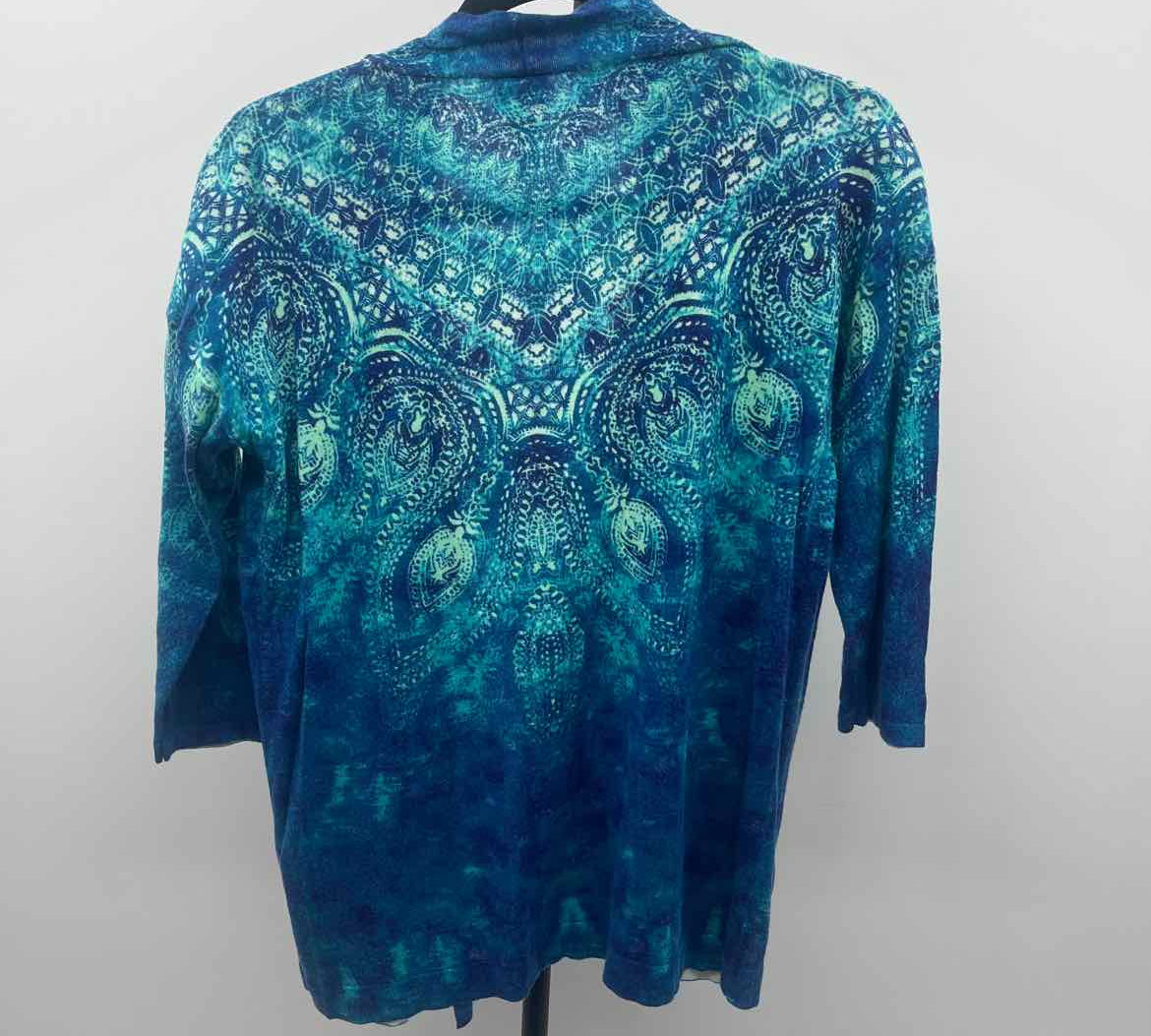 Chico's Women's Size S Blue Damask Cardigan
