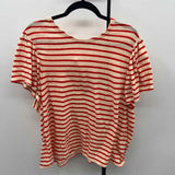 madewell Junior's Size 2X Red Stripe Short Sleeve Shirt