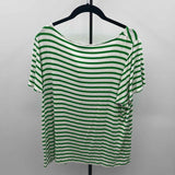 Green Envelope Women's Size 1X Green Stripe Short Sleeve Shirt