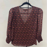 Madewell Junior's Size XS Black Floral Long Sleeve Shirt