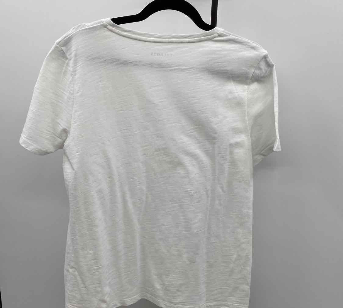 Talbots Women's Size L White Solid Short Sleeve Shirt