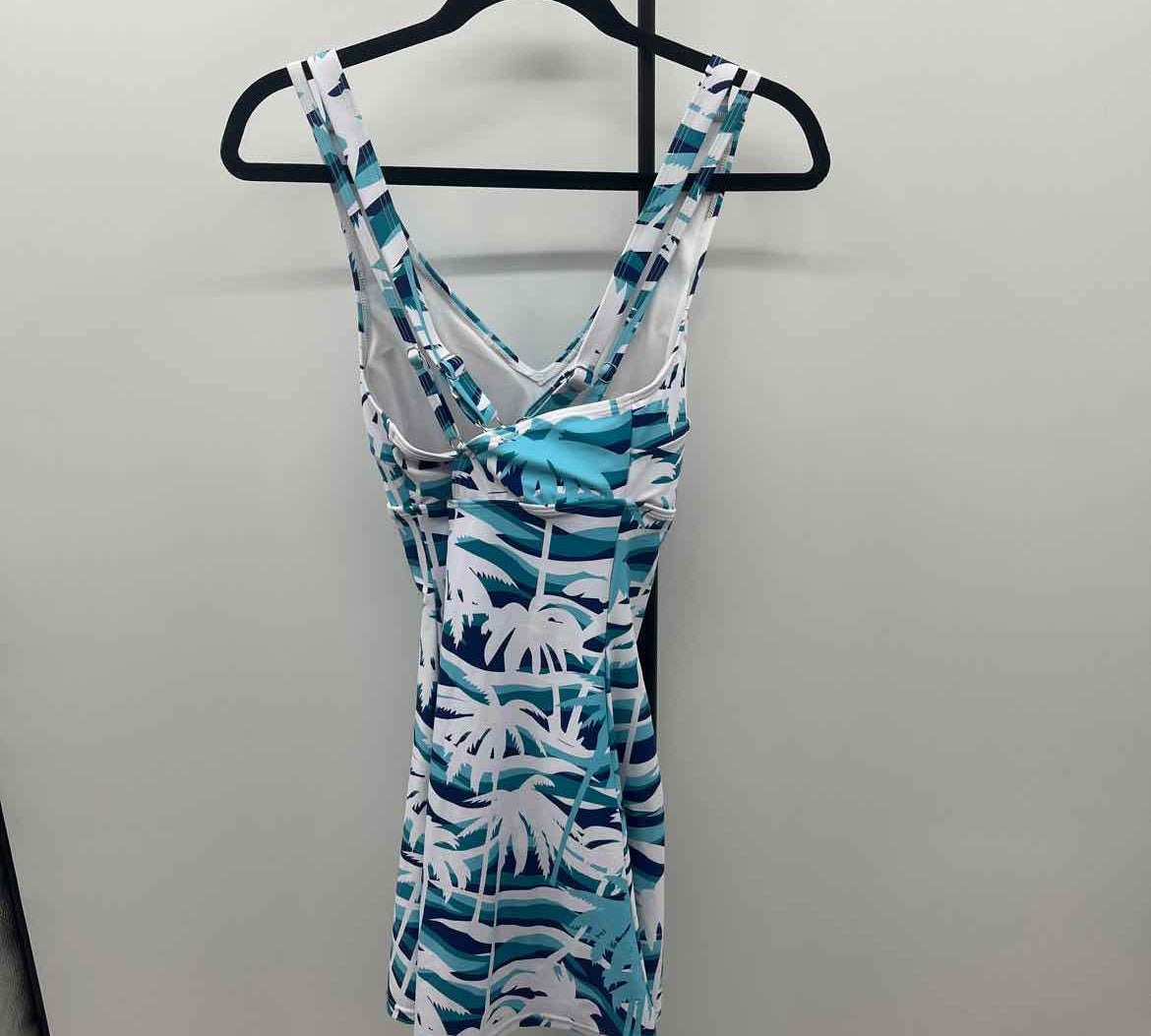 Jasambac Women's Size S Teal Palm Trees Swimsuit - 1 Piece