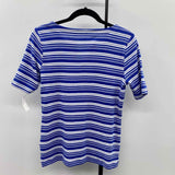 Talbots Women's Size SP Blue Stripe Short Sleeve Shirt