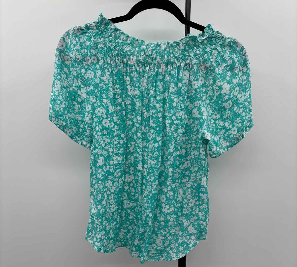 Counterparts Women's Size S Teal Floral Short Sleeve Shirt