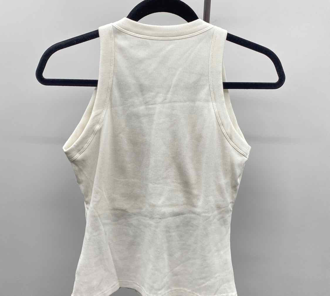 Chic Me Women's Size L White Ribbed Sleeveless Shirt