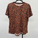 Tommy Hilfiger Women's Size M Brown Floral Short Sleeve Shirt