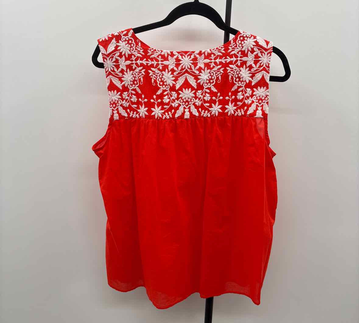 Talbots Women's Size XL Orange Embroidered Sleeveless Shirt