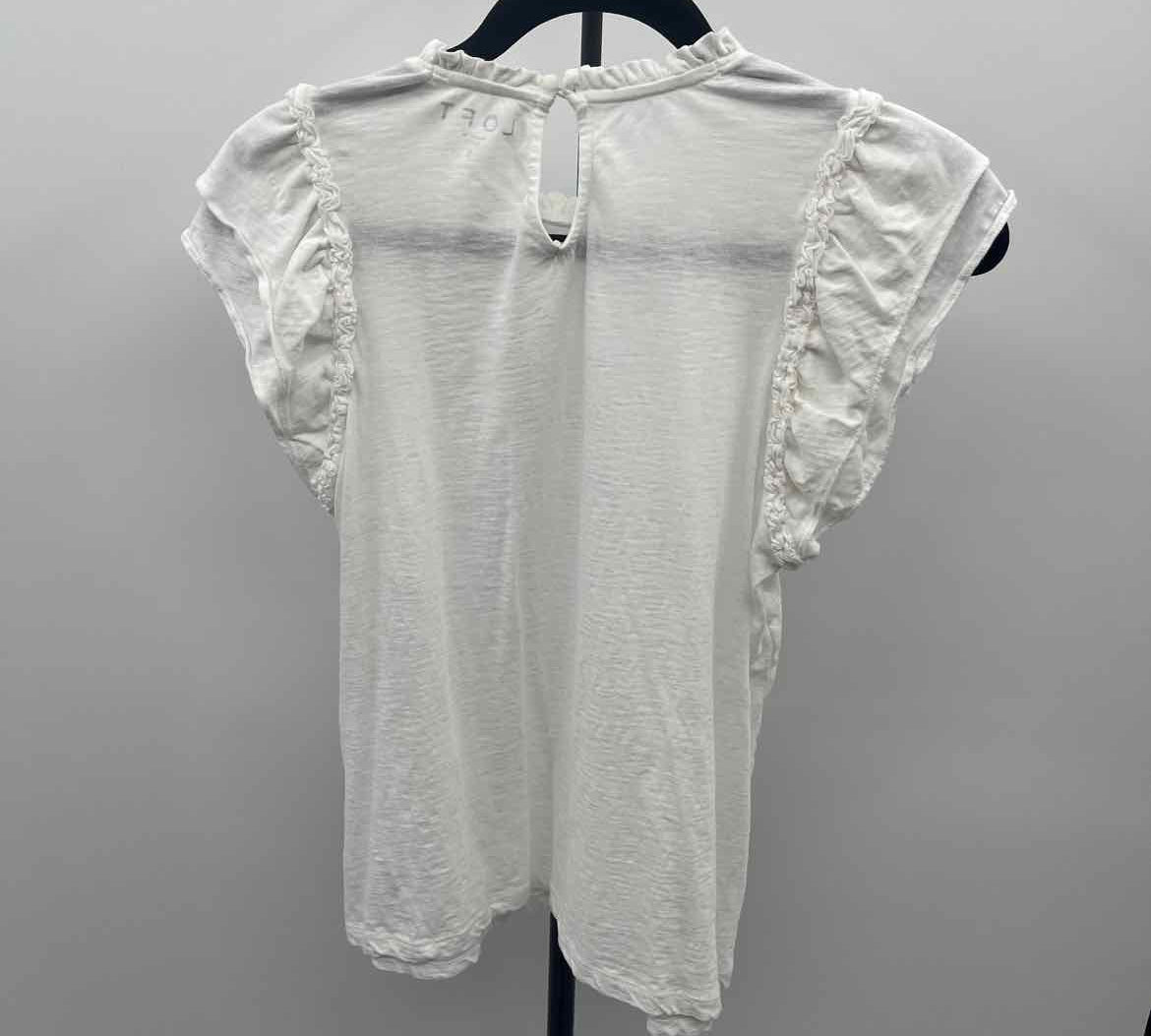 Loft Women's Size S White Heathered Short Sleeve Shirt