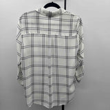 Fortune & Ivy Women's Size XL White Plaid Long Sleeve Shirt