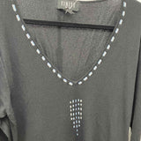 Finity Women's Size 1X Black Dashes Long Sleeve Shirt