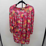 Heimish USA Women's Size 2X Pink Floral Long Sleeve Shirt
