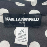 Karl Lagerfeld Women's Size L Black dotted Long Sleeve Shirt