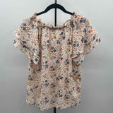 Pleione Women's Size S Peach Floral Short Sleeve Shirt