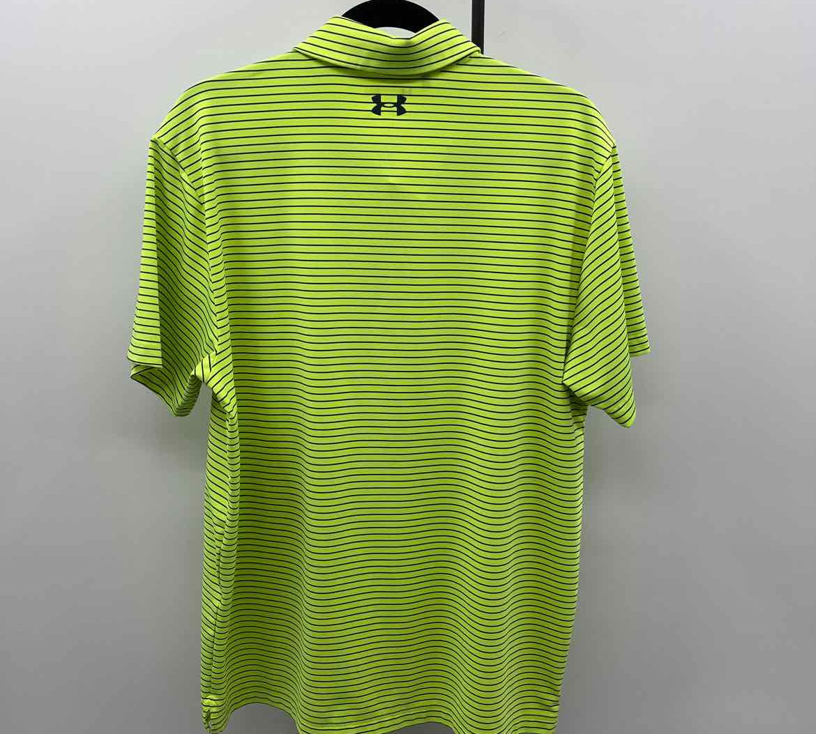 Under Armour Men's Size L Neon Yellow Striped Short Sleeve Shirt