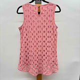 Susan Graver Women's Size L Pink cutouts Sleeveless Shirt