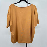 Elisabeth Women's Size 3X Brown Solid Short Sleeve Shirt
