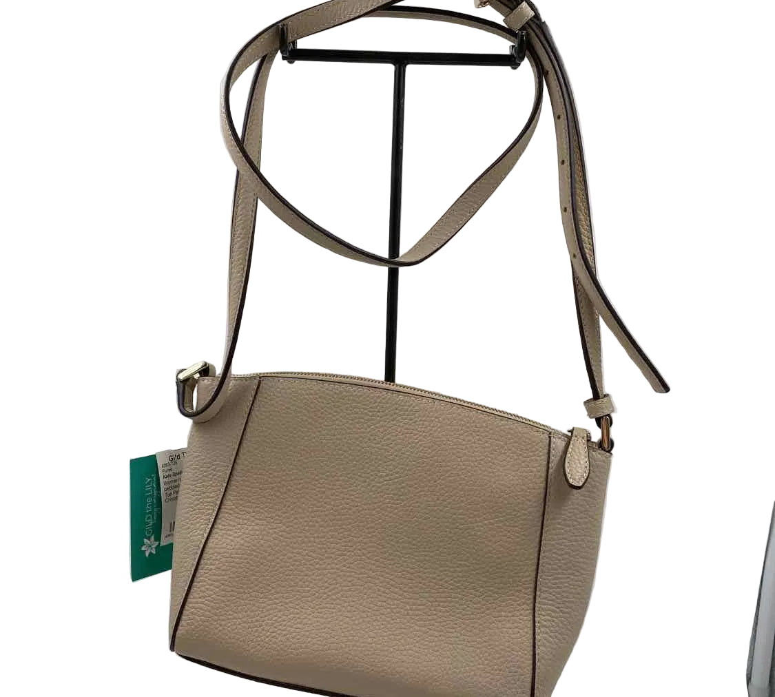 KATE SPADE Tan "Light Sand" Pebble Leather MONICA Crossbody Purse