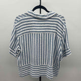 Jane & Dilancey Women's Size L Blue Stripe Short Sleeve Shirt