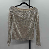 Loft Women's Size XS Ivory Sequins Long Sleeve Shirt