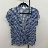 9-2-5 So Soft Women's Size M Blue Checkered Short Sleeve Shirt