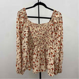 Hayden Women's Size L Beige Floral Long Sleeve Shirt
