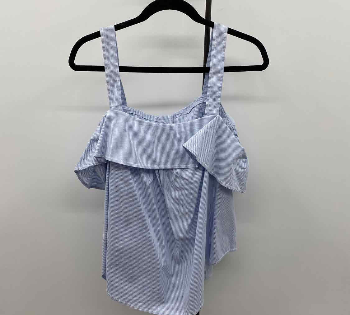 Maeve Junior's Size L Blue Stripe Sleeveless Shirt