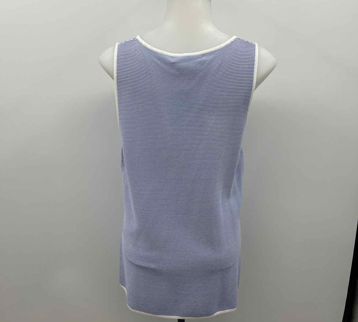 Etcetera Women's Size L Blue Stripe Sleeveless Shirt