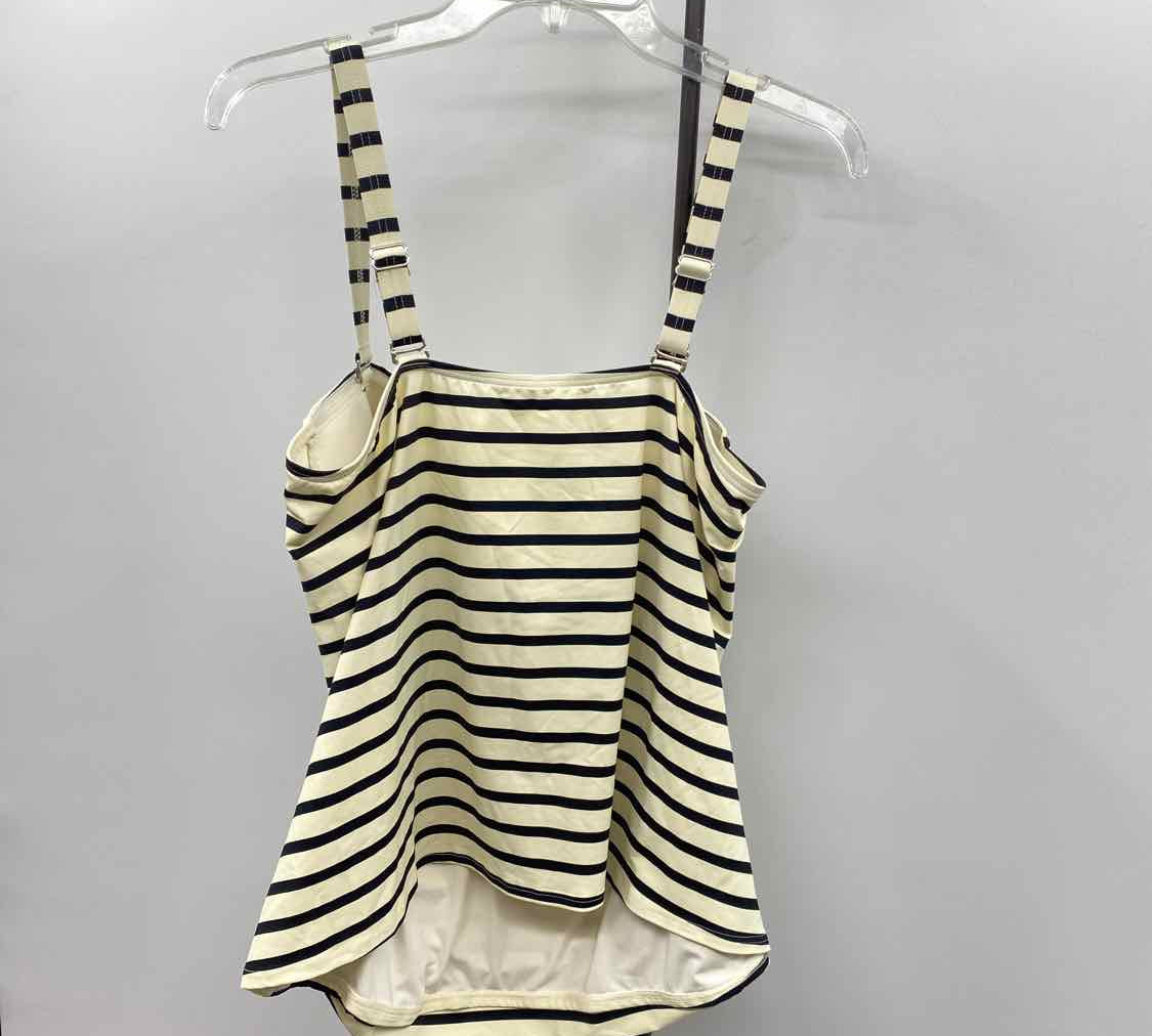 Lands End Women's Size 20W Ivory Stripe Swimsuit - Separate
