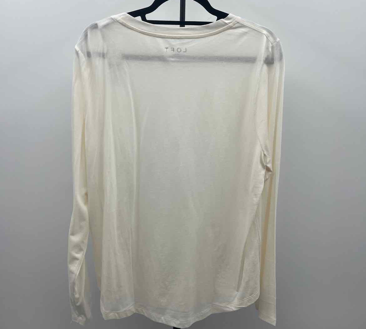 Loft Women's Size XL Ivory Solid Long Sleeve Shirt