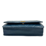 Bottom CHANEL Navy Blue Quilted Lambskin Leather INFINITY Wallet on Chain & Leather Strap Made in Italy