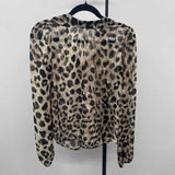 Allison Joy Women's Size XS Brown Spotted Long Sleeve Shirt