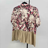 Seams by Sarah Women's Size M Brown Abstract Short Sleeve Shirt