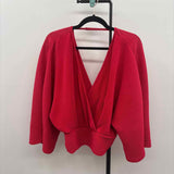 Anthropologie Women's Size M Red Pleated Long Sleeve Shirt
