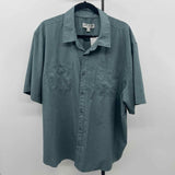 Orvis Men's Size XXL Green Polyester Checkered Short Sleeve Shirt