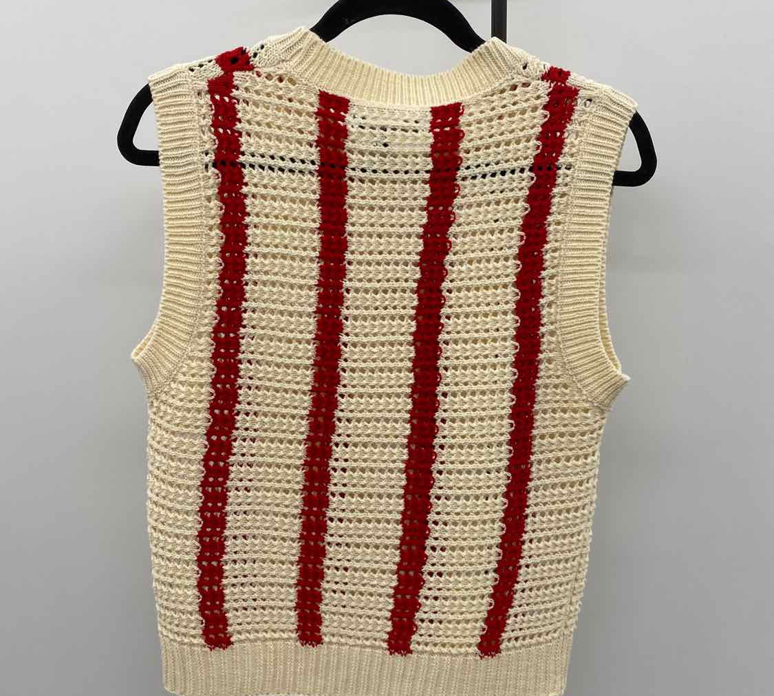 Strut & Bolt Women's Size L Ivory Stripe Sleeveless Shirt