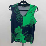 Iman Women's Size LT Green Floral Sleeveless Shirt