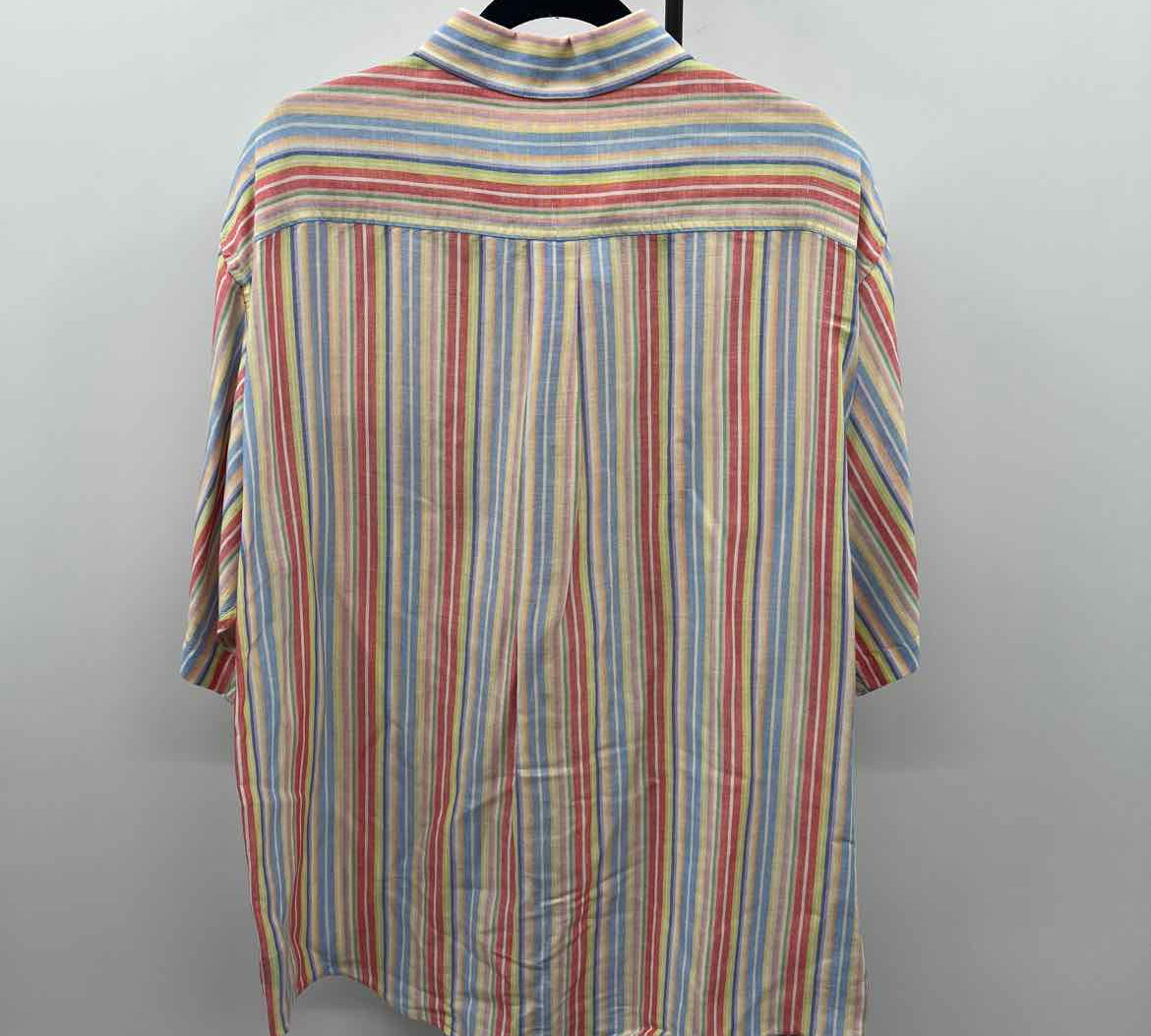 Talbots Men's Size L Multi-Color Linen Blend Striped Short Sleeve Shirt