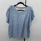 Michael Kors Women's Size XL Blue Spotted Short Sleeve Shirt