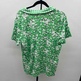 Draper James Women's Size XL Green Floral Short Sleeve Shirt