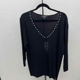 Finity Women's Size 1X Black Dashes Long Sleeve Shirt