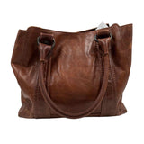 FRYE Distressed Cognac Brown Leather MELISSA Double Handled Tote Bag Purse