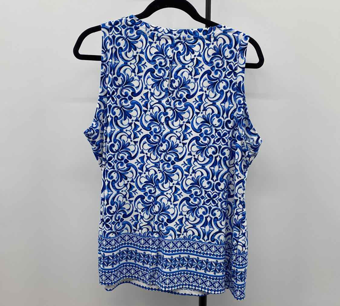 Chaus Women's Size XL Blue Damask Sleeveless Shirt