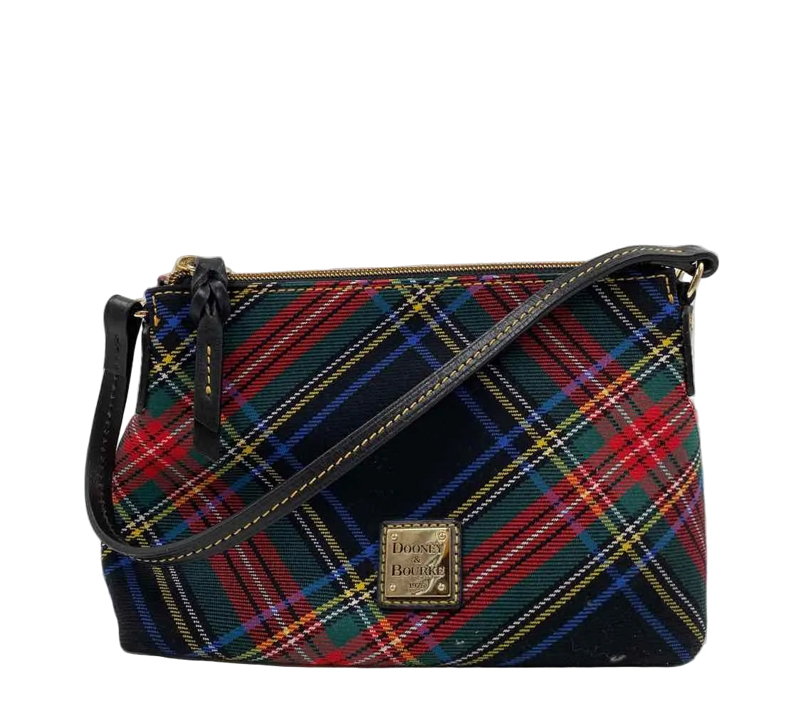DOONEY & BOURKE Black Tartan Plaid BAGUETTE Shoulder Bag Purse