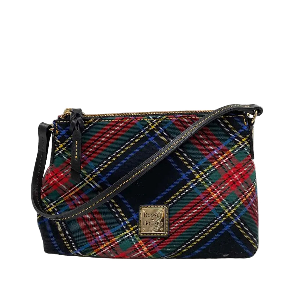 DOONEY & BOURKE Black Tartan Plaid BAGUETTE Shoulder Bag Purse