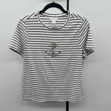 Cynthia Rowley Women's Size M White Stripe Short Sleeve Shirt